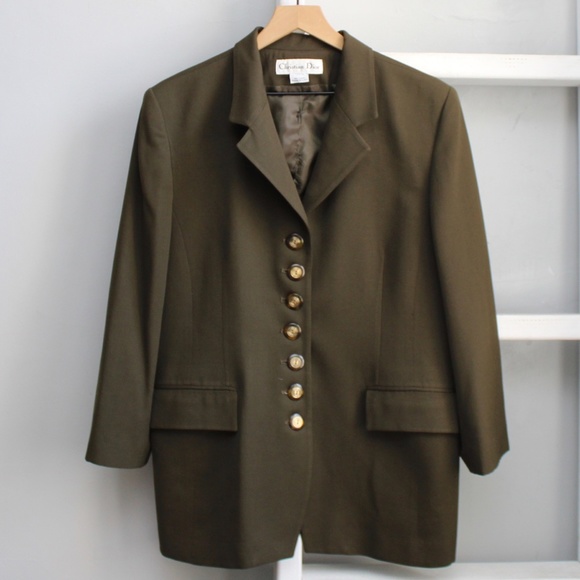 Dior Dresses & Skirts - Christian Dior Vintage 90's Women's Green 7 Button Blazer Skirt Set​